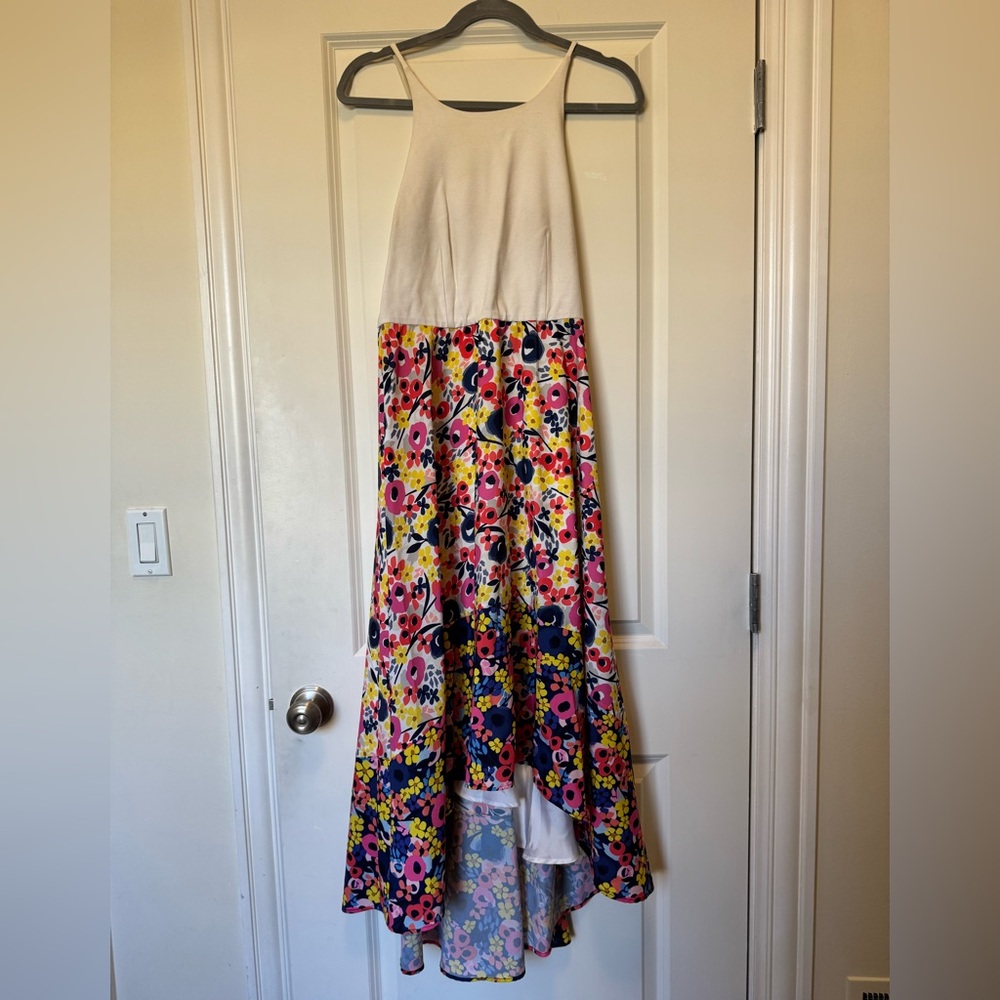 Hutch White and Multicolor Floral High Low Skirt